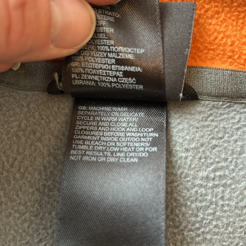 The North Face Men’s Gray/Orange Quarter-Zip Fleece Pullover Sweater Hiking‎ XXL